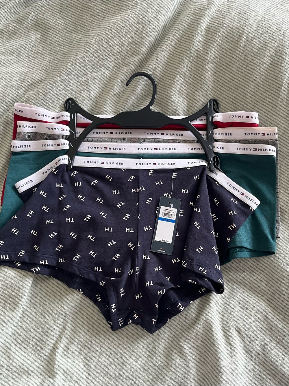 Tommy Hilfiger women’s ' Navy & Green Logo boys shorts Briefs - 4-Pack